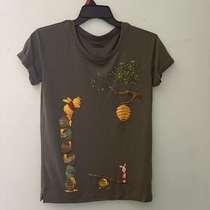 Disney Olive Green Winnie the Pooh and Piglet Tee